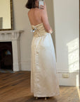 Vintage 90s Ruched Satin Two Piece Bridal Set Champagne