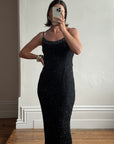 Vintage 90s Pure Silk Sparkle Dress Noir