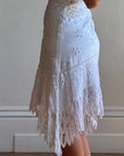 Vintage 90s Crochet Linen Handkerchief Halter Dress