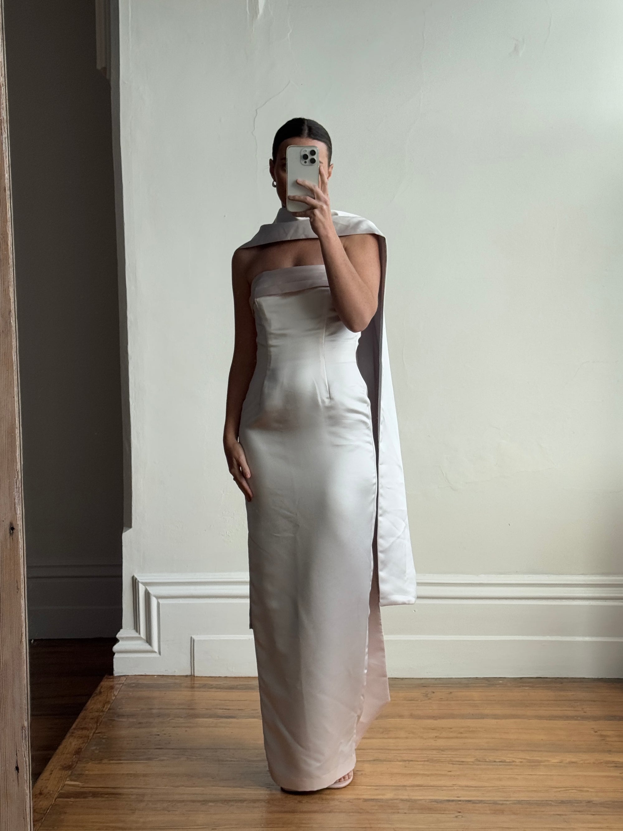 Vintage 90s Satin Classic Bow Bridesmaid Dress with Large Sash Baby Pi – Call Me The Breeze