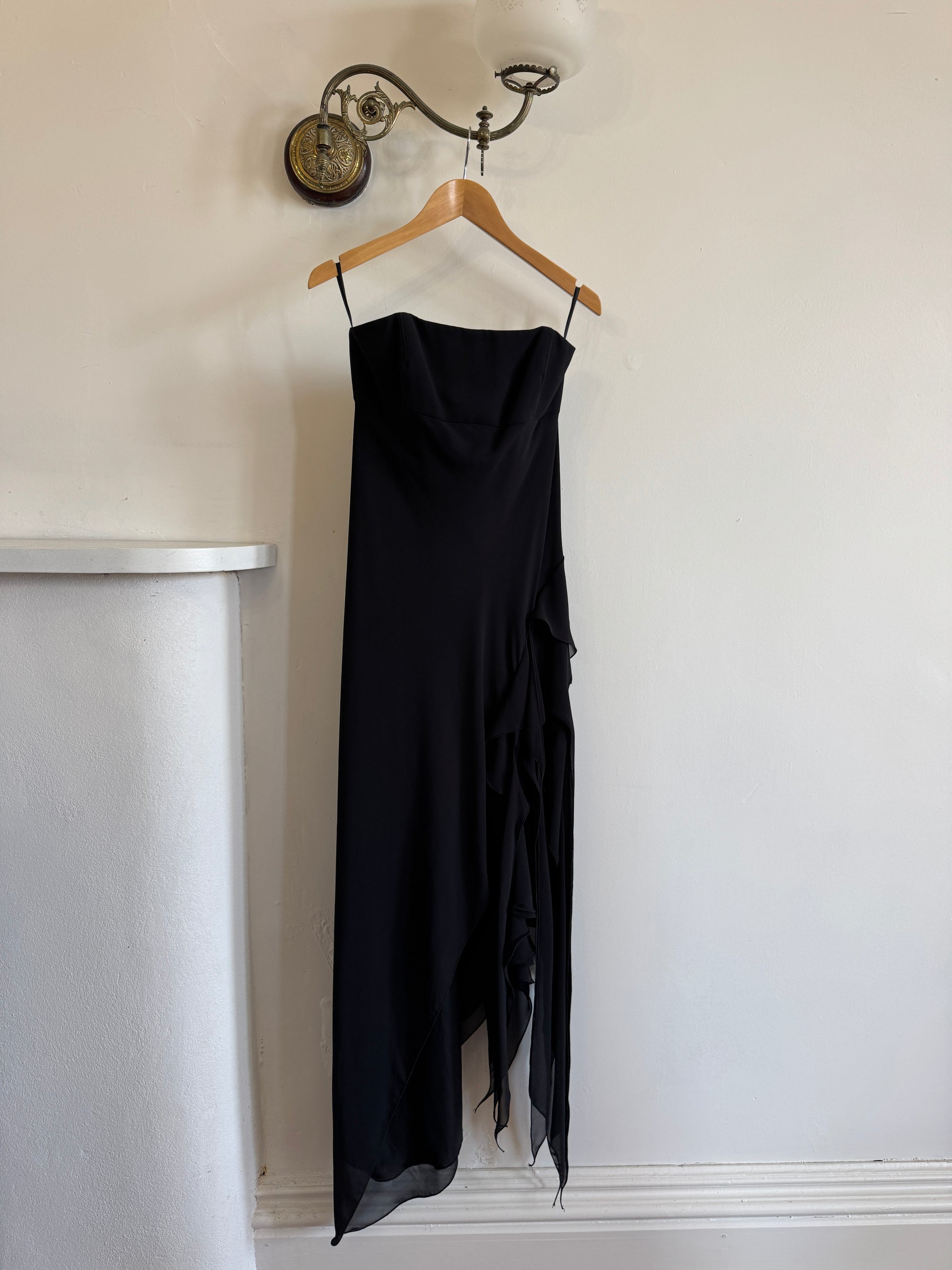 Vintage 90s Fairy Strapless Prom Dress Noir