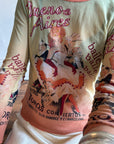 Vintage Y2K Buenos Aires Mesh Graphic Top