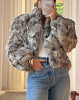 Vintage 60s Chunky Rabbit Fur Jacket Arctic