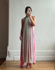 Vintage Y2K Mesh Silk Halter Dress Hot Pink