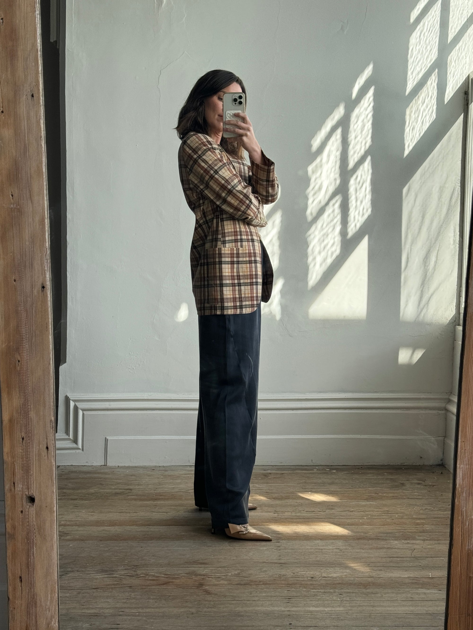 Vintage Boss Caramel Plaid Tailored Blazer