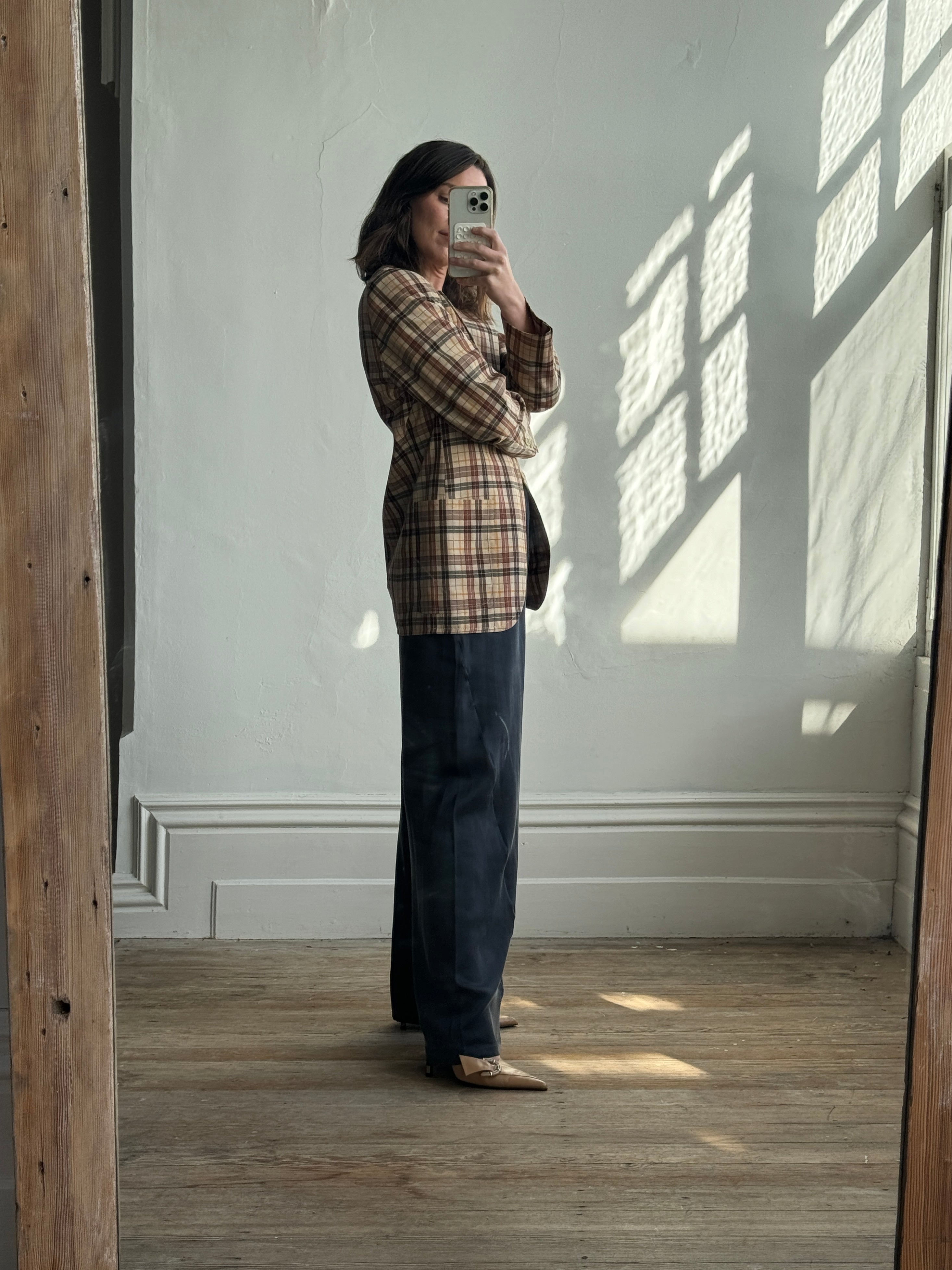 Vintage Boss Caramel Plaid Tailored Blazer