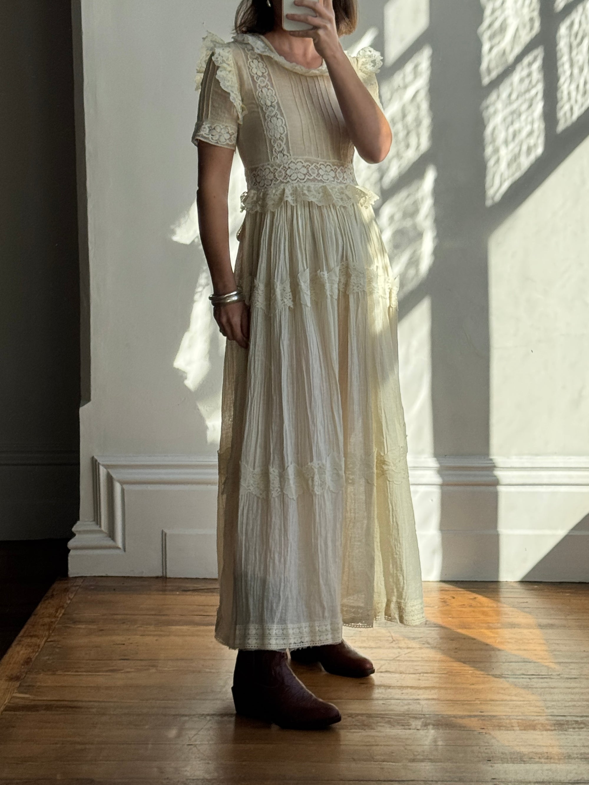 Vintage 70s Cheesecloth Prairie Sundress