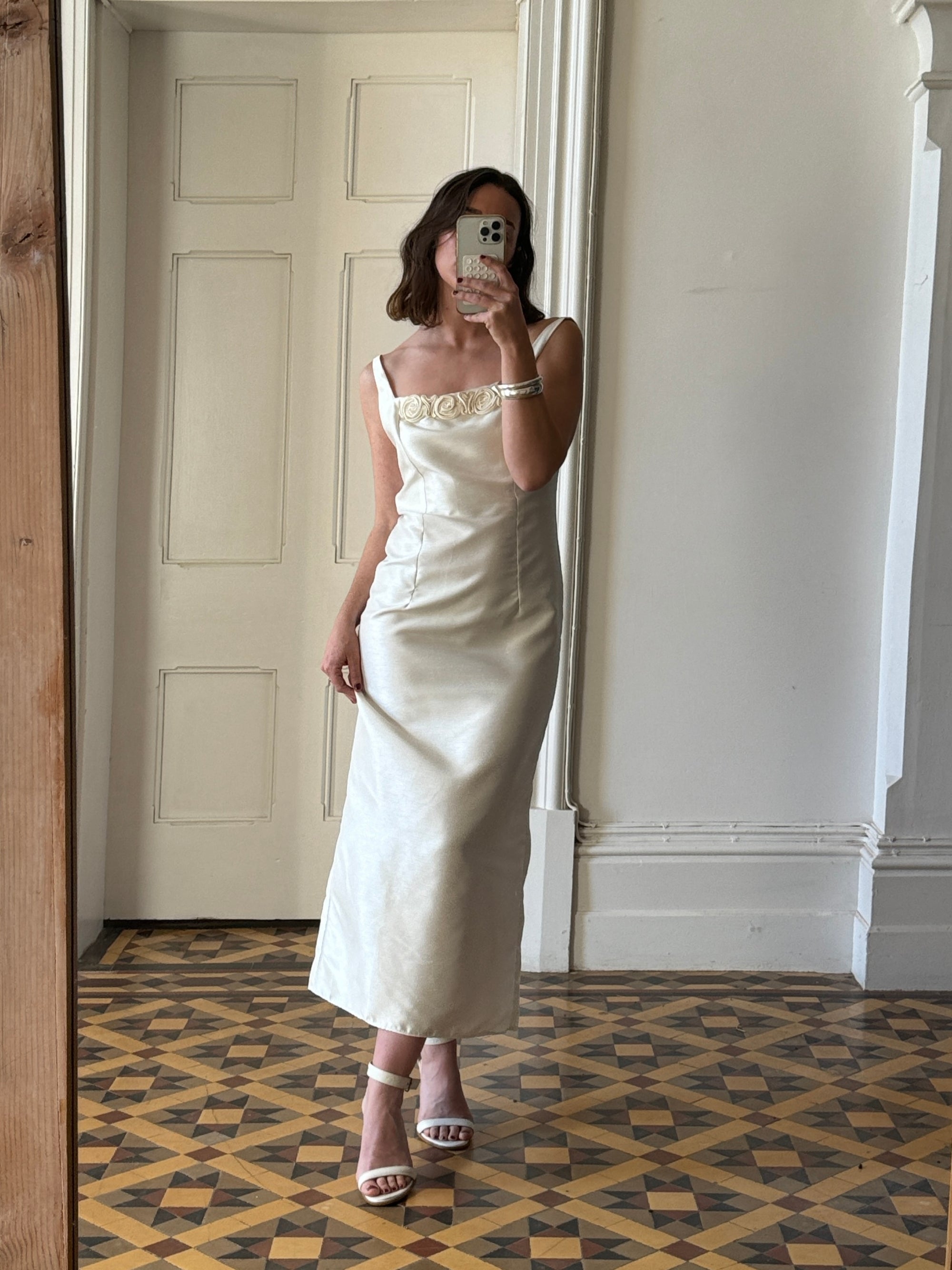 Vintage 90s Backless Slip Rosette Wedding Dress Call Me The Breeze Vintage 90s Backless Slip Rosette Wedding Dress Call Me The Breeze