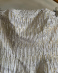 Vintage 90s Beaded Tassel Strapless Satin Wedding Gown
