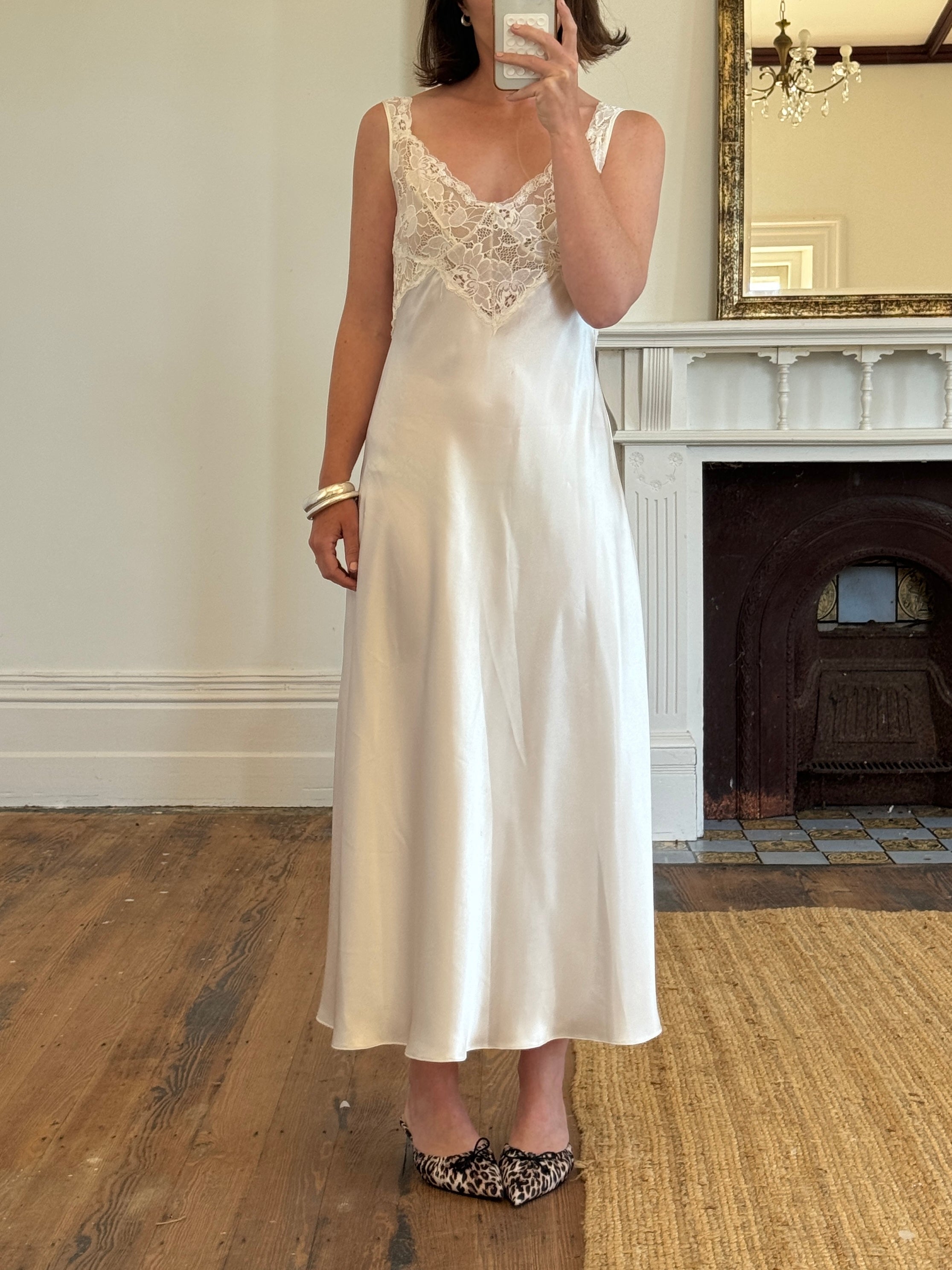 Vintage Y2K Australian made Satin Ivory Slip Dress