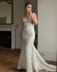 Vintage Y2K Italian Sheer Embroidered Naked Bustier Wedding Gown