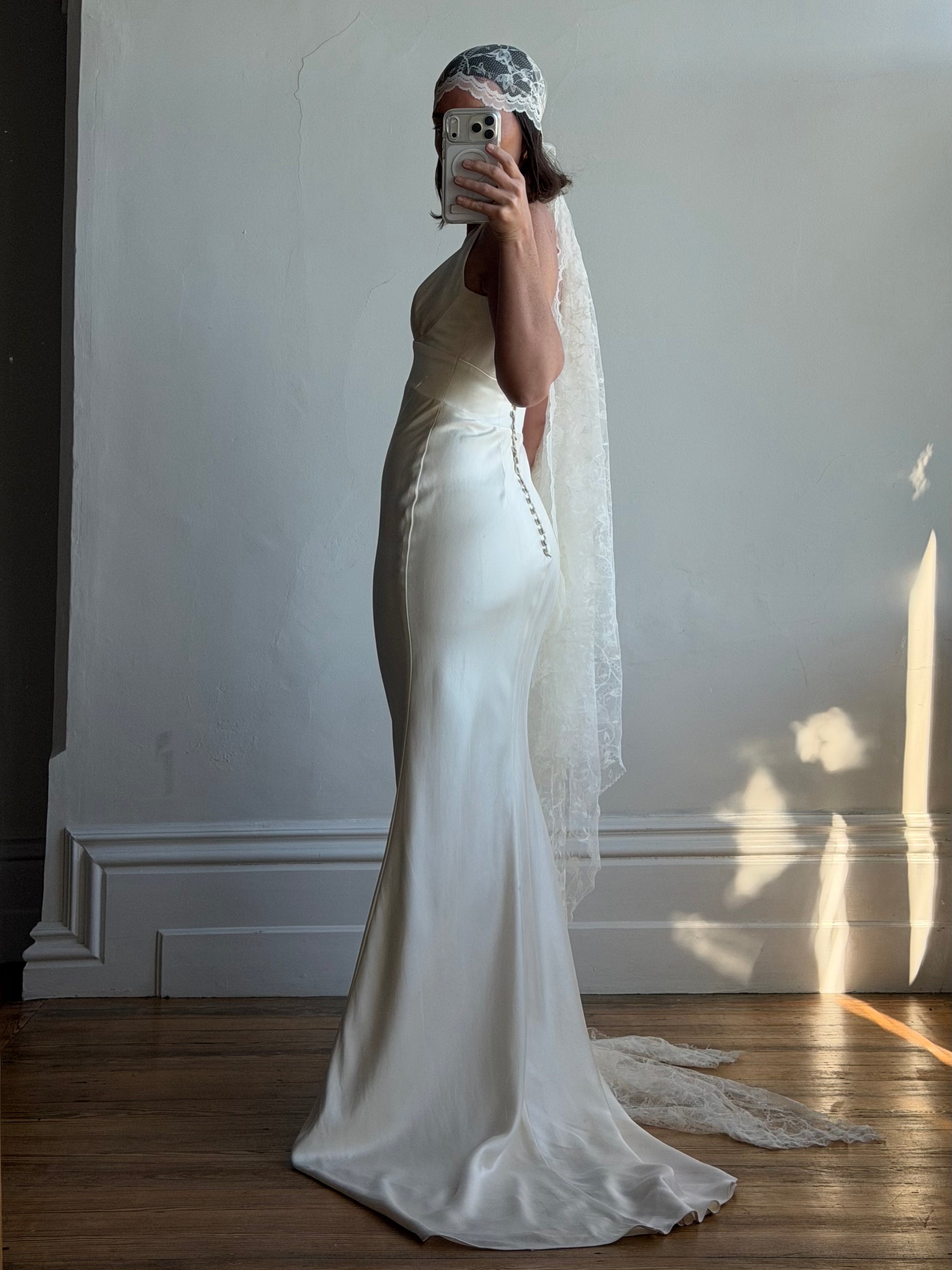 Vintage Y2K Pure Silk Bias Wedding Dress