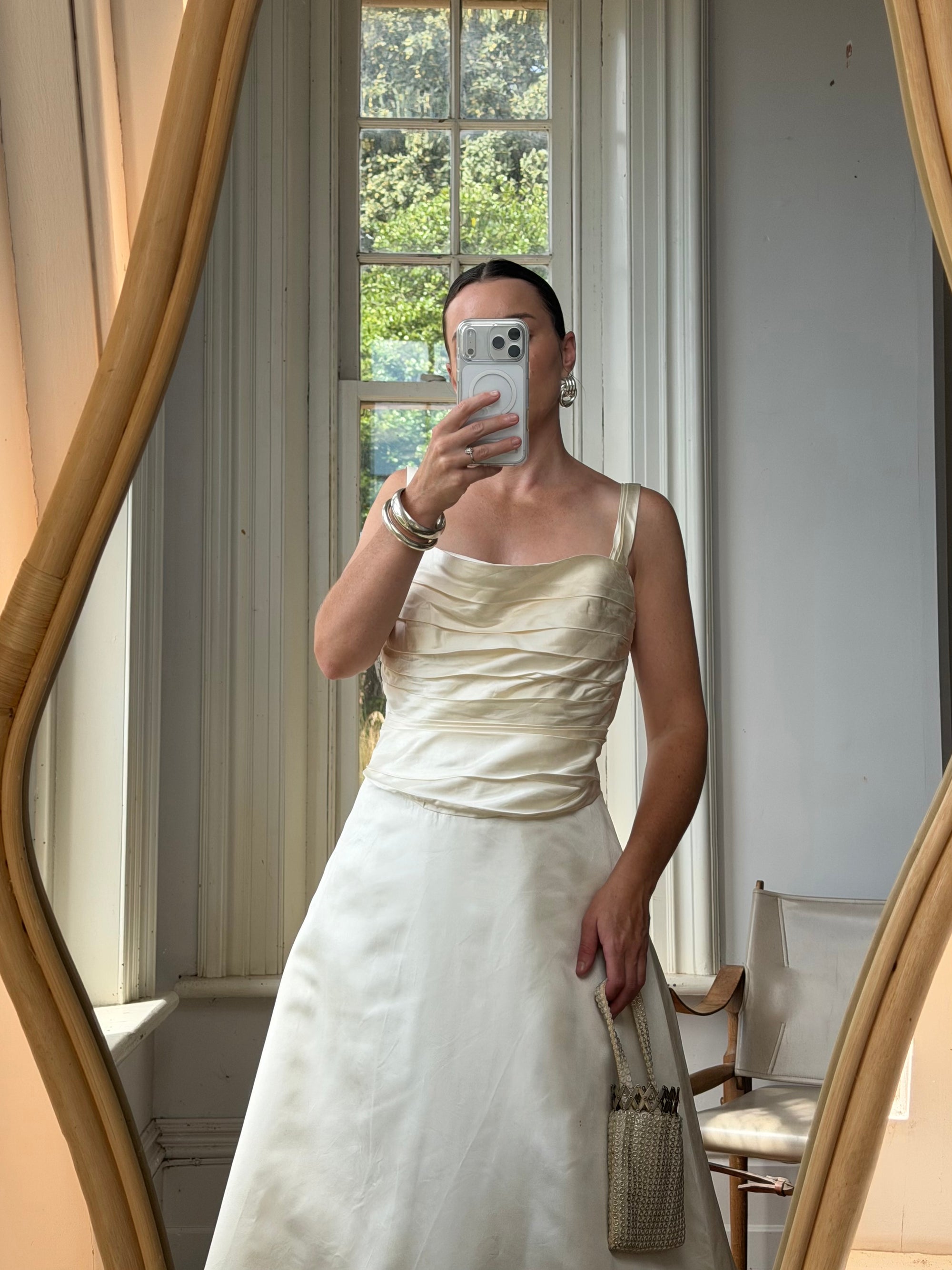 Vintage Y2K Vera Wang Silk Pleated Wedding Gown