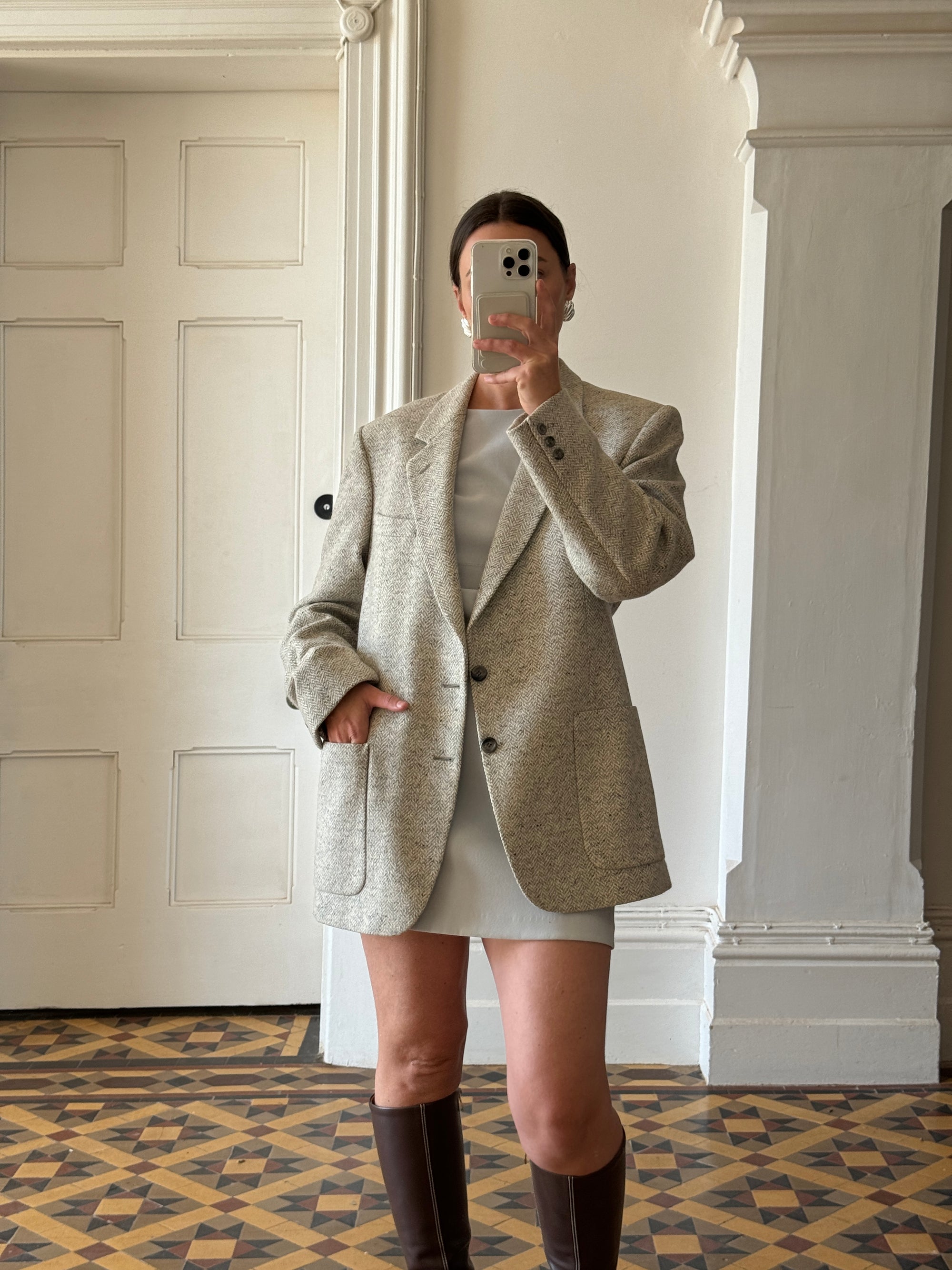 Vintage Pure Wool Light Grey Blazer