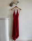 Vintage 90s Pure Silk High Low Halter Dress Scarlett