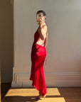 Vintage 90s Pure Silk High Low Halter Dress Scarlett
