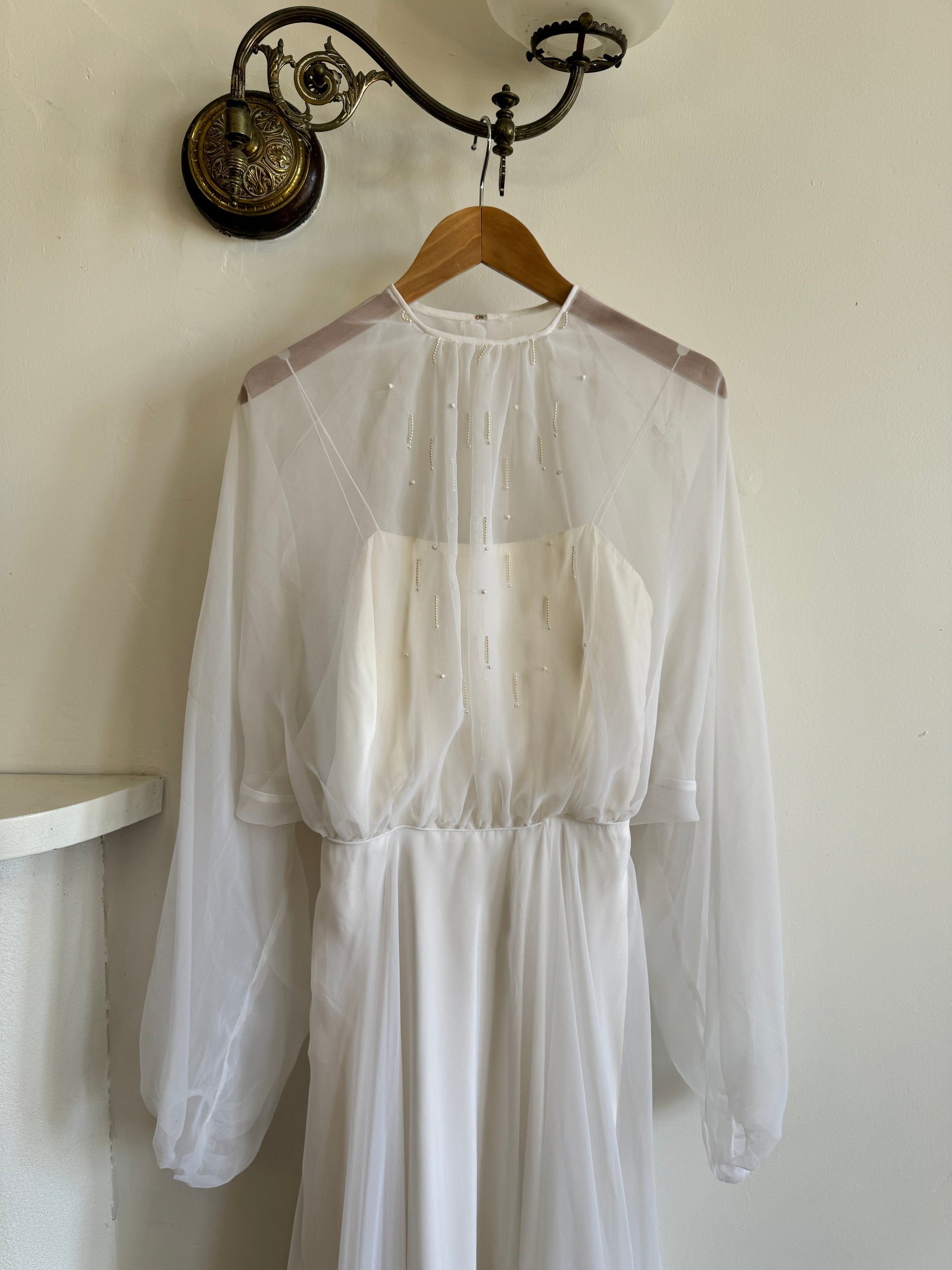 Vintage 70s Australian Made Billow Sleeve Wedding Dress