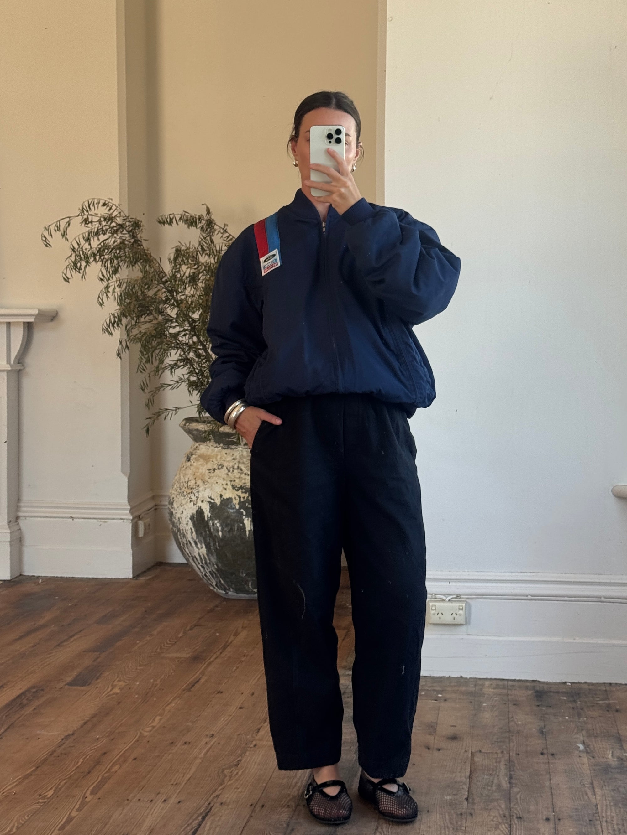 Vintage 70s Ford Bomber Jacket Navy
