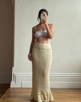 Vintage 70s Wool Crochet Beaded Mermaid Bias Skirt
