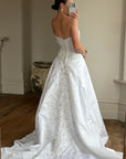 Vintage Y2K Crystal Satin Pleated Wedding Gown