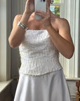 Vintage 90s Beaded Tassel Strapless Satin Wedding Gown