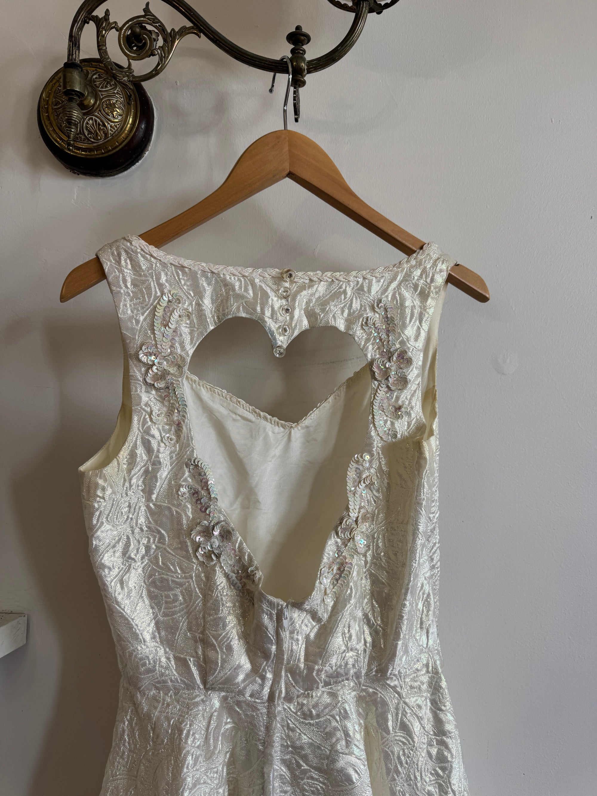 Vintage 80s Love Heart Brocade Shimmer Mini Dress