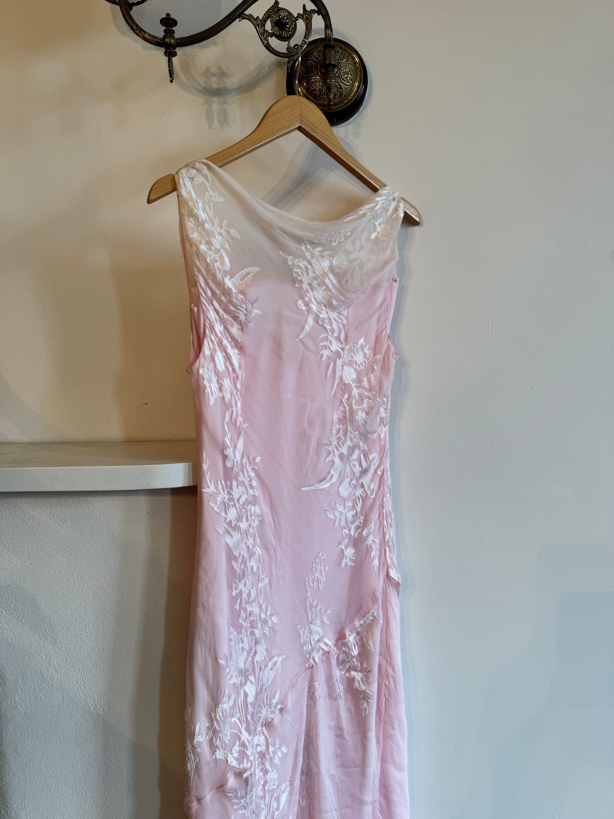 Vintage Y2K Silk Cowl Neck Midi Soft Pink