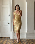 Vintage 2002 Collette Dinnigan Gold Foil Floral Two Piece Set