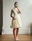 Vintage 90s Cream Broderie Anglaise Bubble Mini Dress