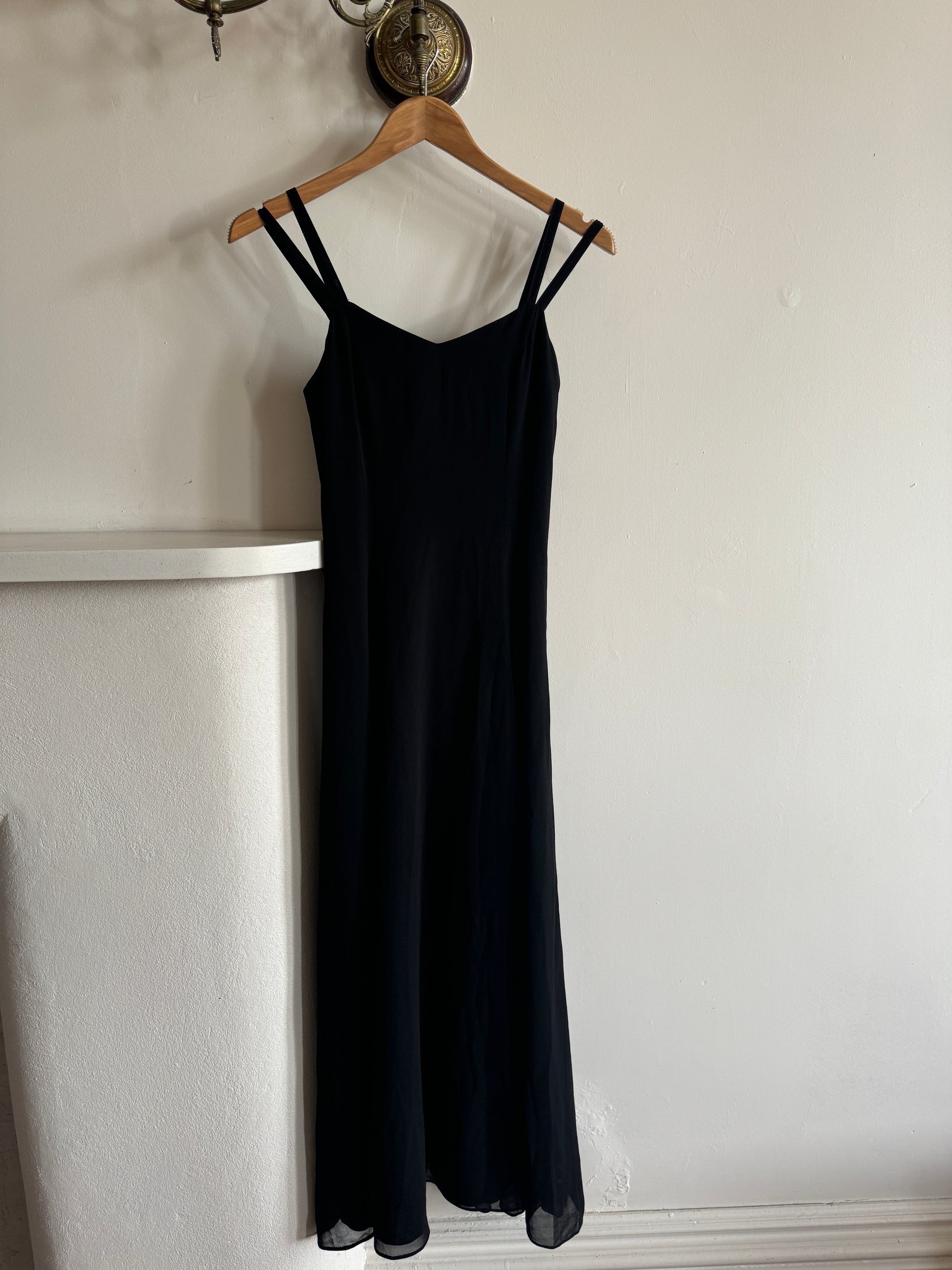 Vintage 90s Double Strap Midi Dress Black
