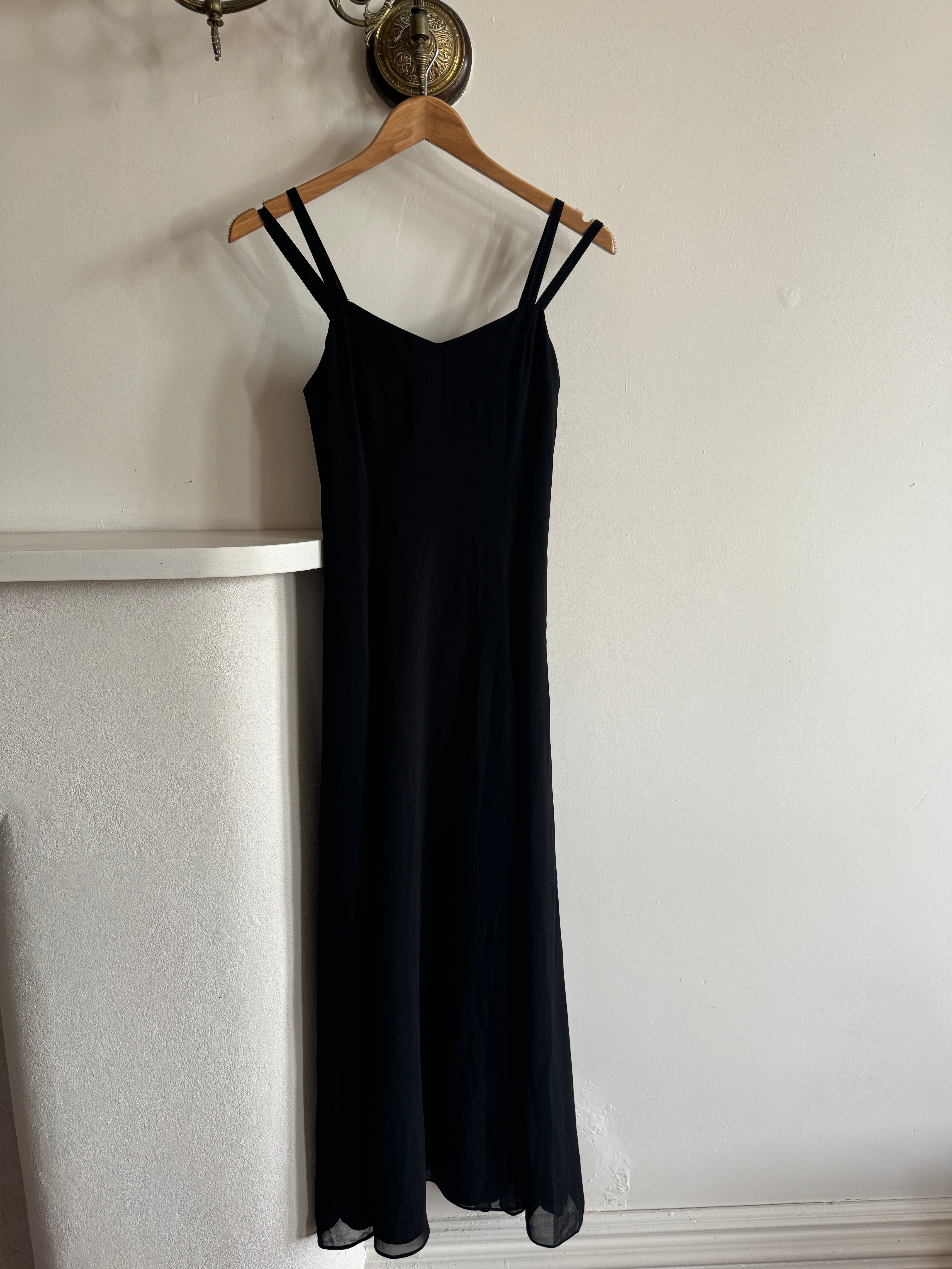Vintage 90s Double Strap Midi Dress Black