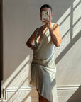 Vintage Y2K Pure Silk Drop Waist Beaded Mini Ice