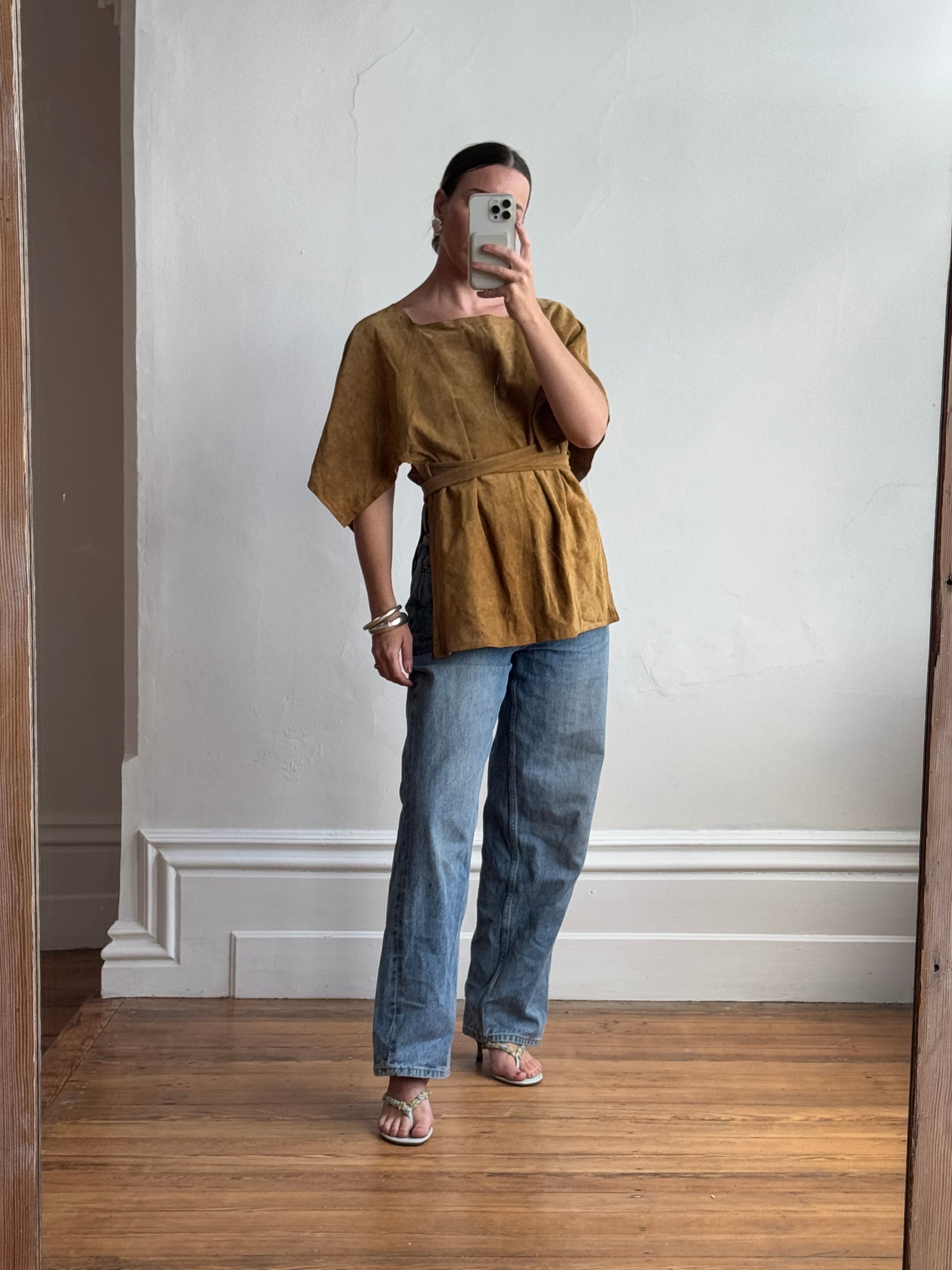 Vintage 70s Suede Leather Apron Top