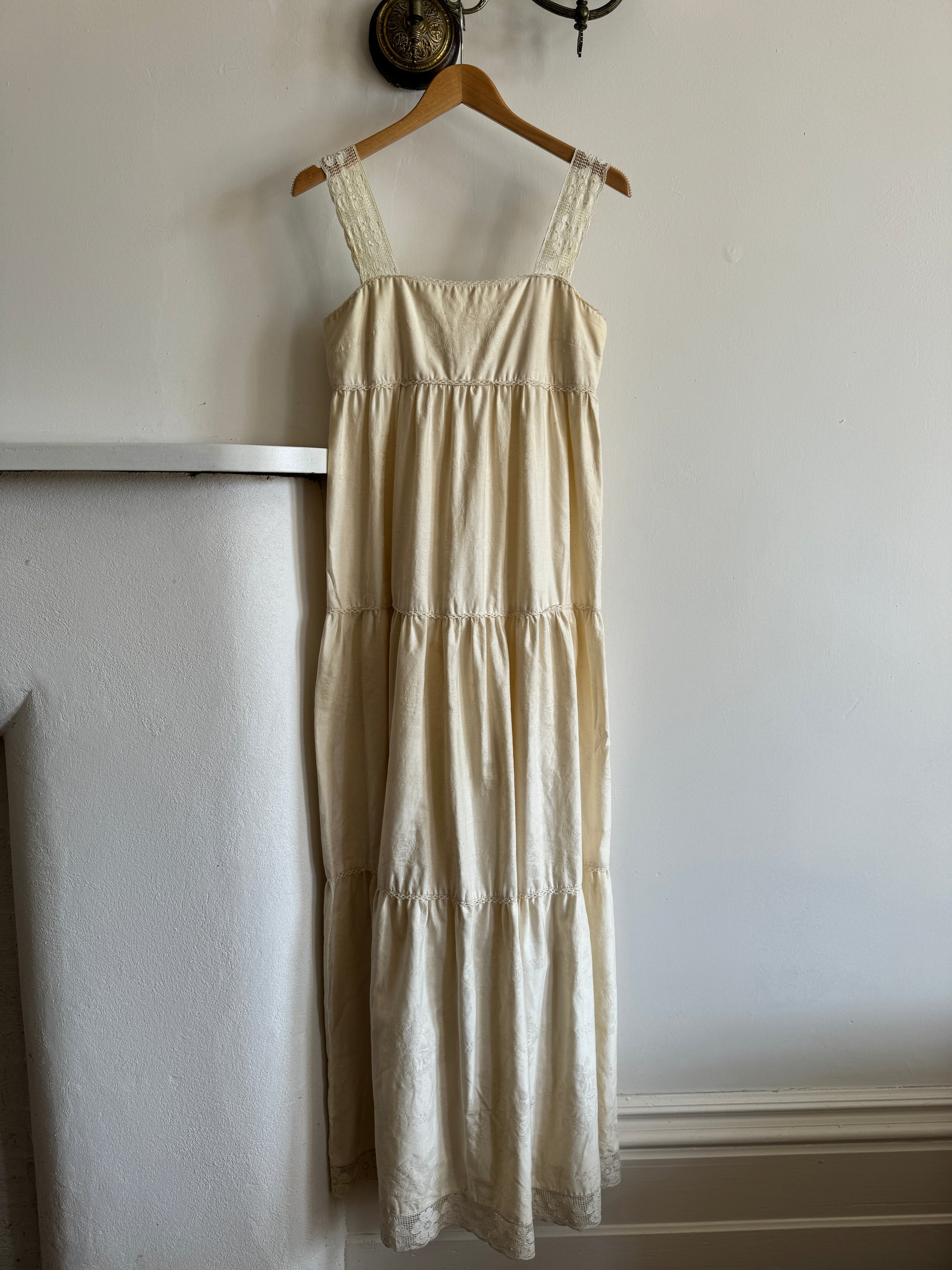 Vintage 70s Cotton Sundress Creme