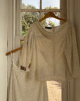 Vintage 80s Sequin Pure Silk Two Piece Bridal Set
