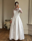 Vintage 90s Tailored Mesh Long Sleeved Wedding Gown