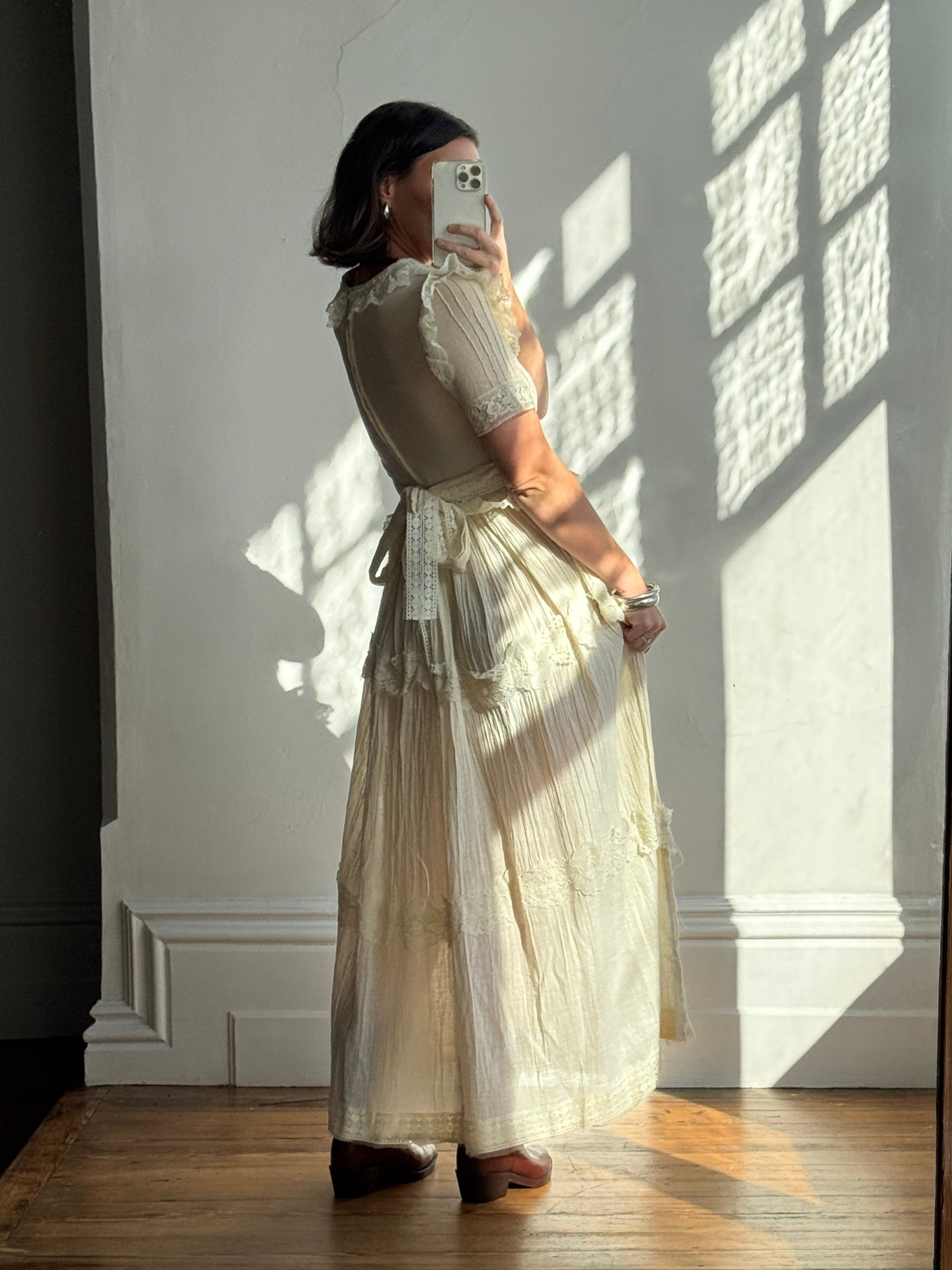 Vintage 70s Cheesecloth Prairie Sundress