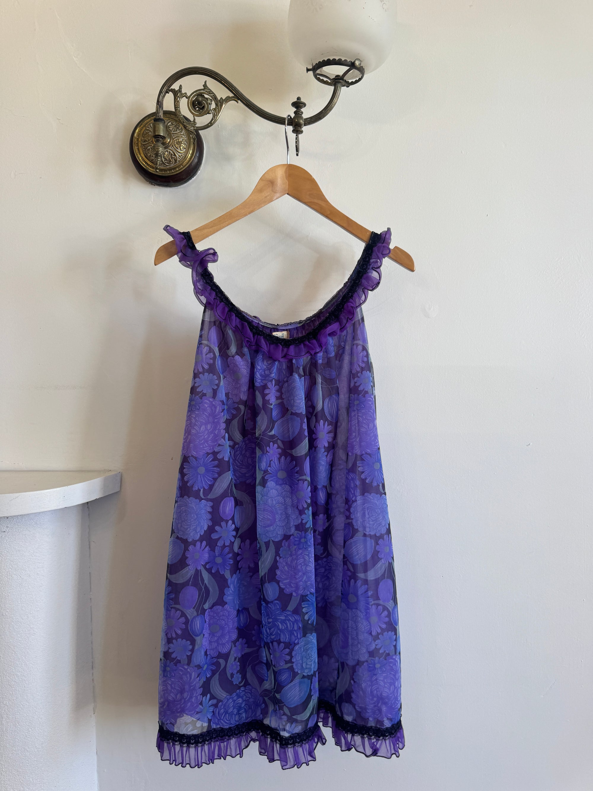 Vintage 60s Moonflower Slip and Cape Set