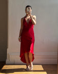Vintage 90s Pure Silk High Low Halter Dress Scarlett