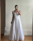 Vintage 90s White Satin Double Bow Two Piece Wedding Gown