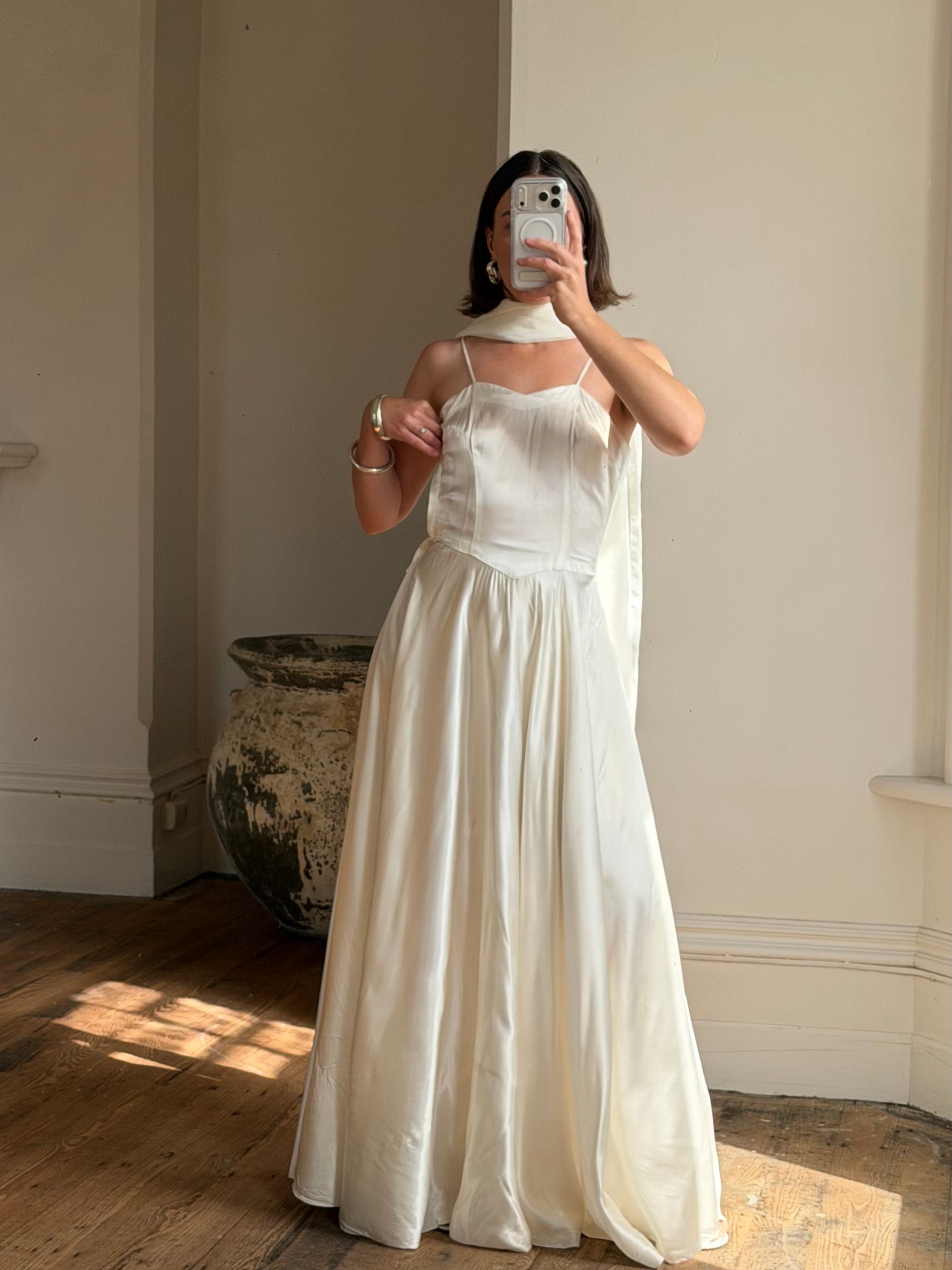 satin slip wedding dress Vintage 40s Liquid Satin Slip Wedding Dress – Call Me The Breeze