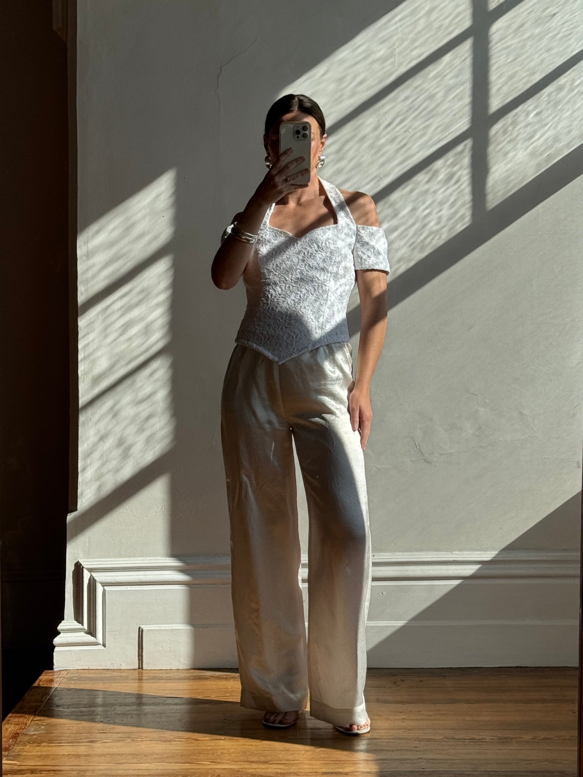 Vintage 80s Lace Bridal Halter Bustier Top