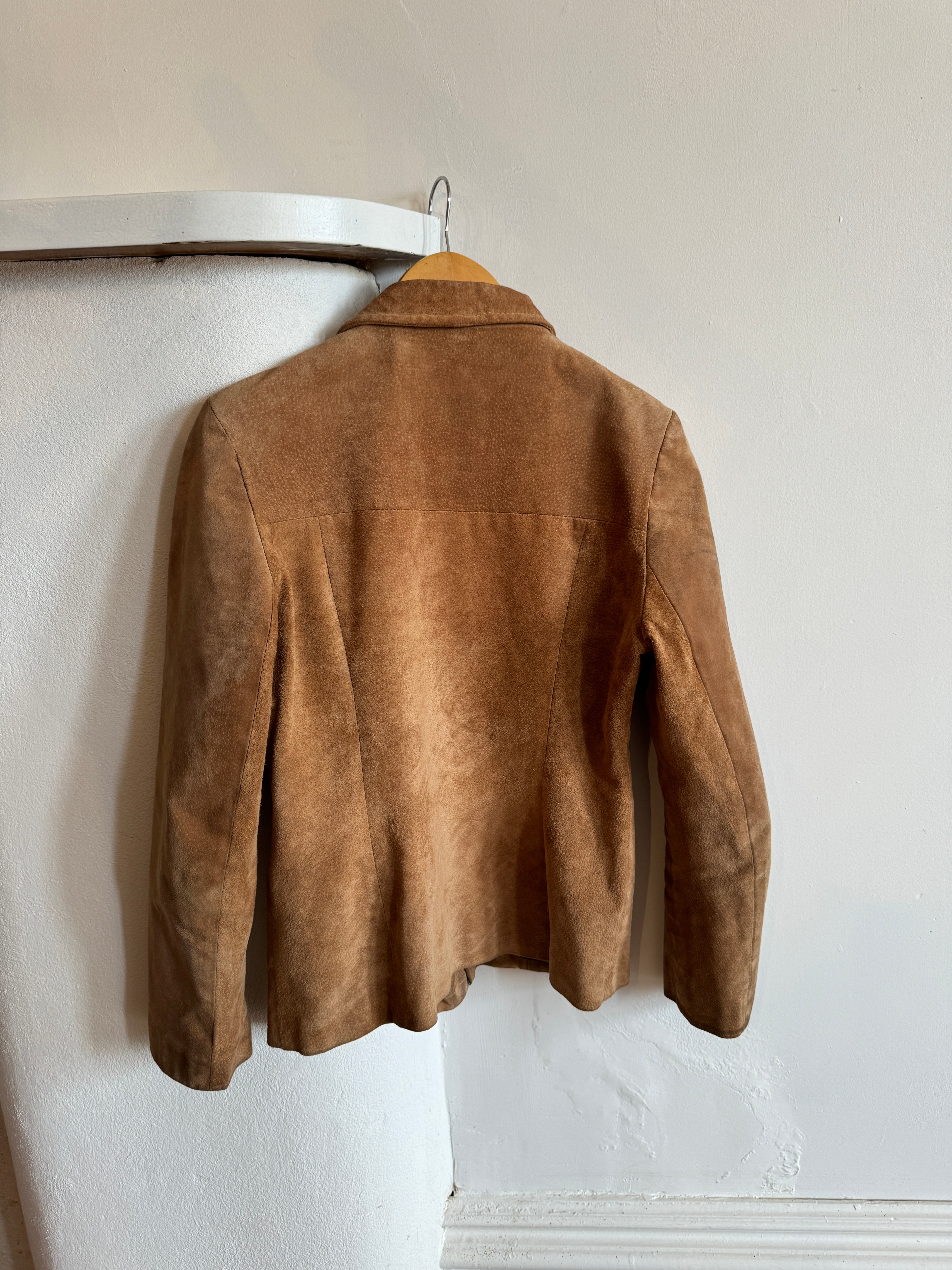 Vintage Tan Leather Zip Front Jacket