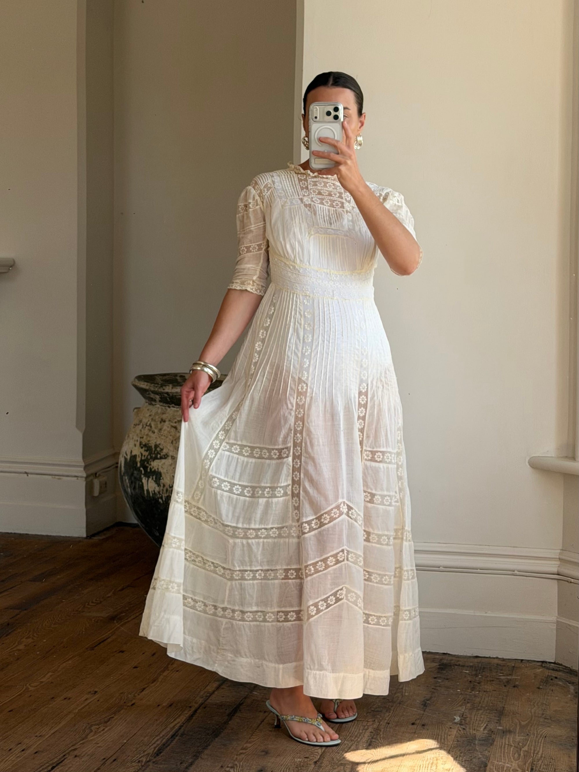 Edwardian Cotton Tea Wedding Dress