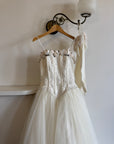 Vintage 90s Rosette Tulle Princess Wedding Gown with Gloves