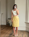 Vintage 90s Escada Butter Ostrich Leather Pencil Skirt