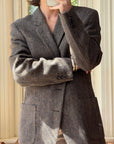 Vintage Christian Dior Tailored Wool Blazer Navy Brown