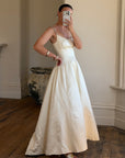 Vintage 90s Pure Silk Couture Diamante Wedding Gown
