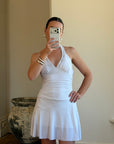 Vintage Y2K Jersey Halter Mini Dress White