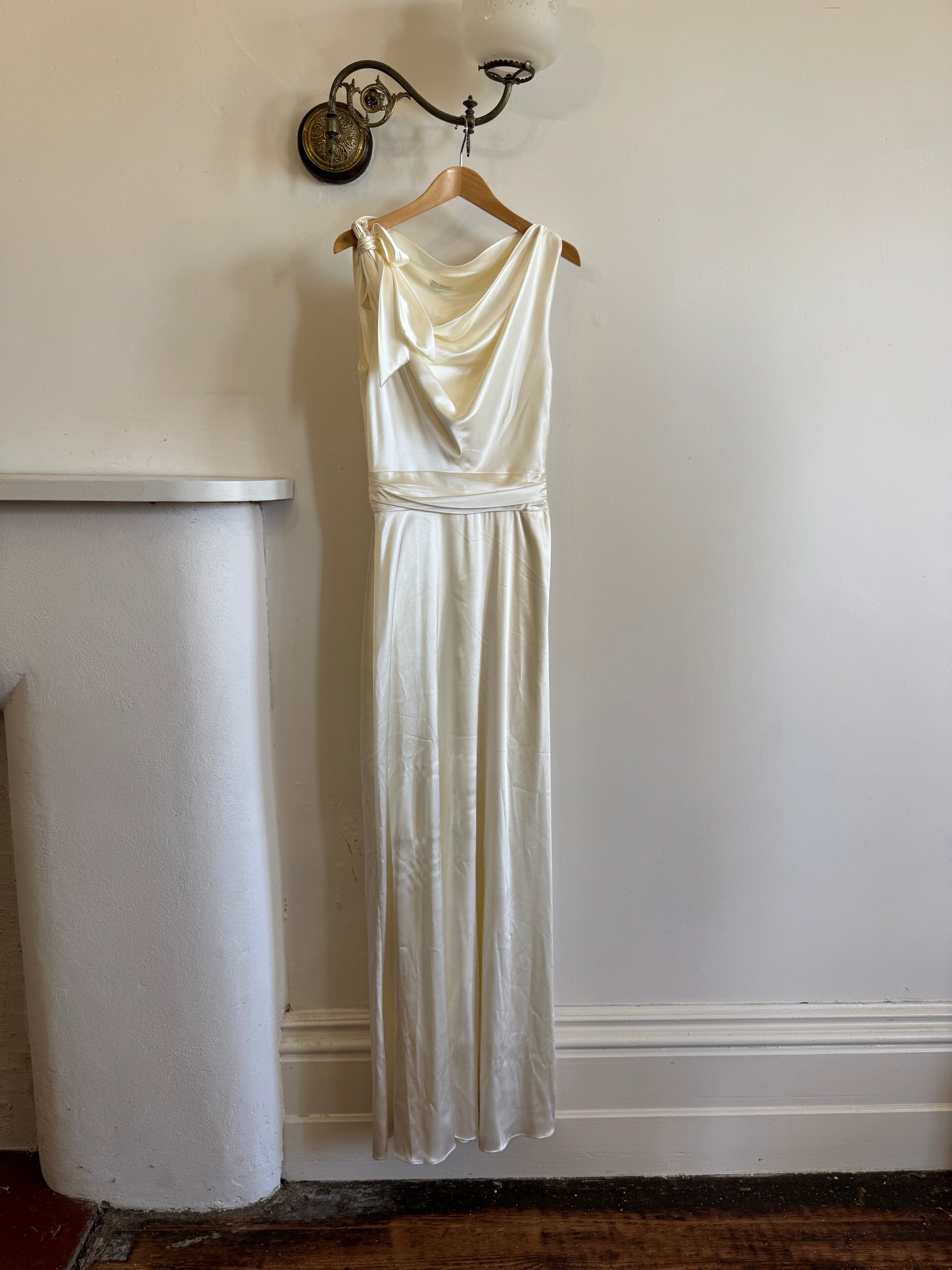 Archival Y2K Satin Cowl Neck Slip gown Ivory